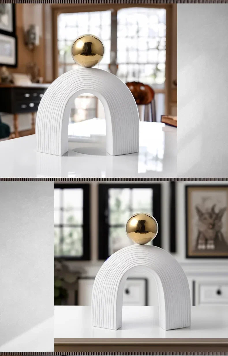 Modern Arch Sculpture with Golden Sphere