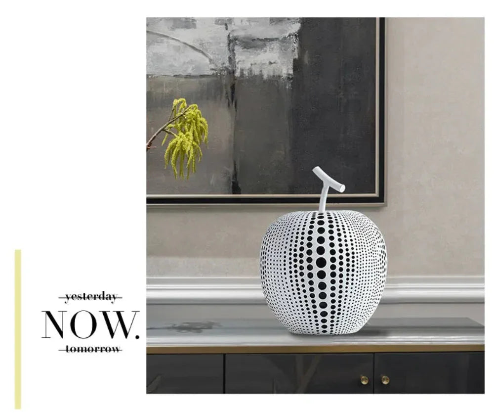 Modern Decorative Fruit Sculpture in Black & White
