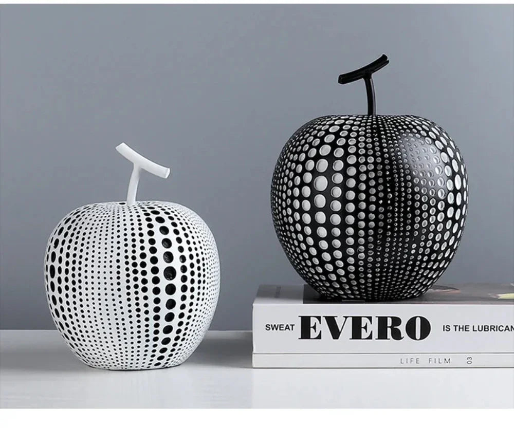 Modern Decorative Fruit Sculpture in Black & White