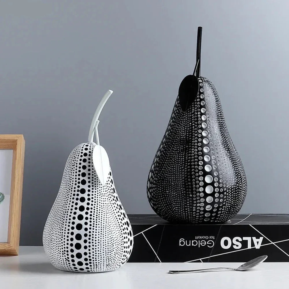 Modern Decorative Fruit Sculpture in Black & White