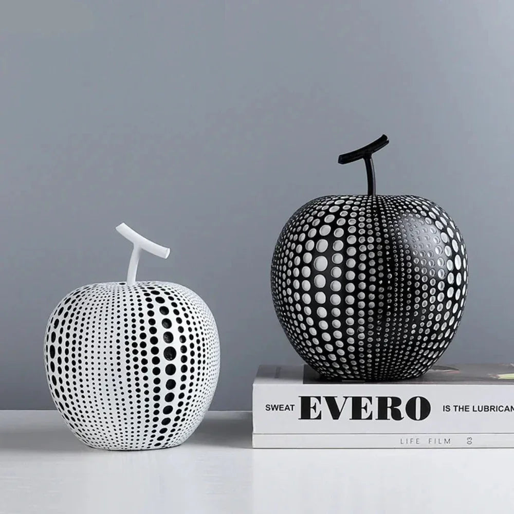 Modern Decorative Fruit Sculpture in Black & White