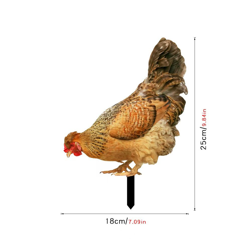 3D Rooster Acrylic Mirror Garden Decoration