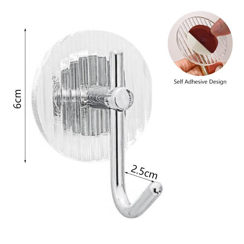 Acrylic Self Adhesive Hooks Wall Hook Home Décor Bathroom Towel Hooks Rack Hanging Coat Hanger Door Back Keys Hanger Bag Holder Wall Hanger Storage Organizer for Living Room Bedroom Wall Door