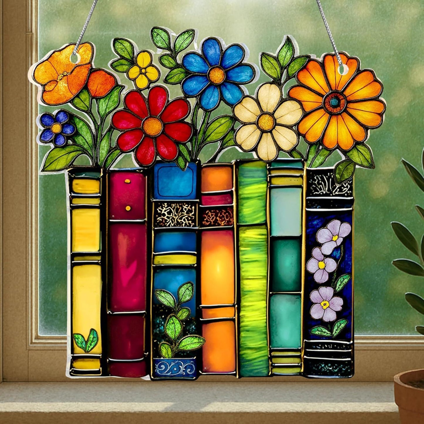 Vintage Floral Book Acrylic Hanging Ornament