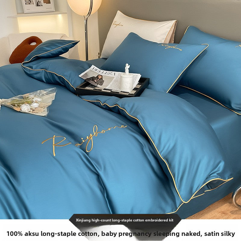 A four-piece set for a long-staple cotton bed