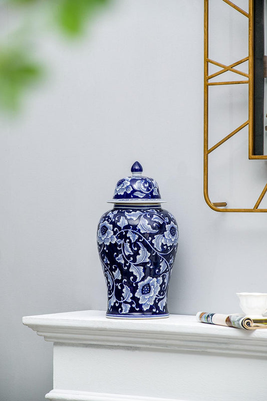 9.5x9.5x18" Porcelain Decorative Ginger Jar
