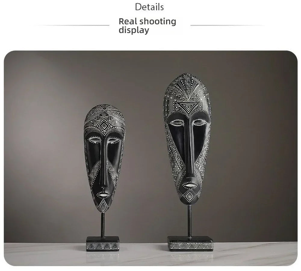 African Tribal Face Mask Decorative Sculpture for Home Decor