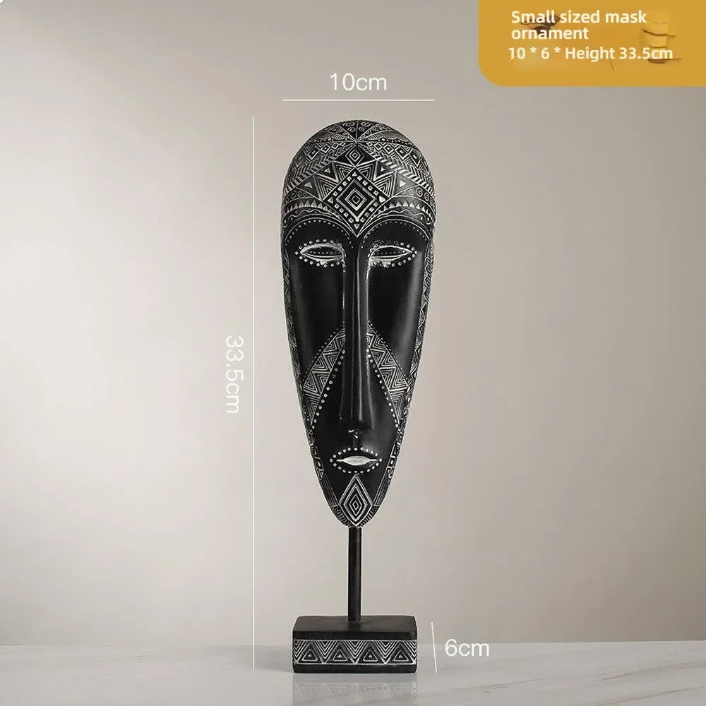African Tribal Face Mask Decorative Sculpture for Home Decor