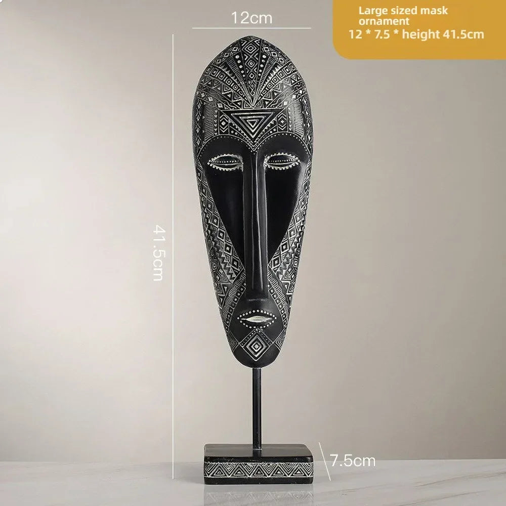 African Tribal Face Mask Decorative Sculpture for Home Decor
