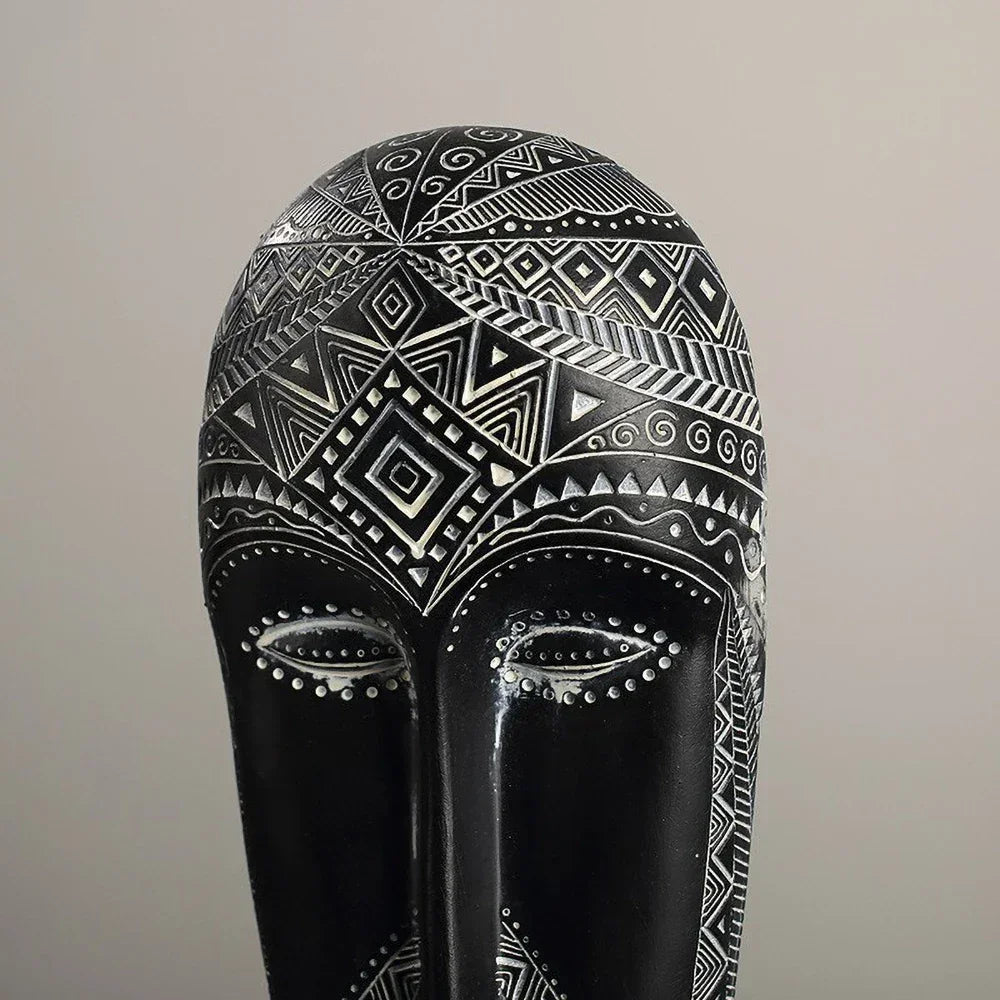 African Tribal Face Mask Decorative Sculpture for Home Decor