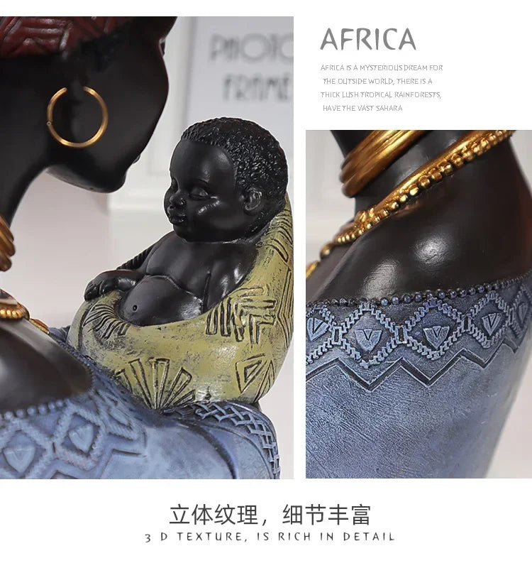 Mother and Child African Tribal Figurine Decorative Sculpture
