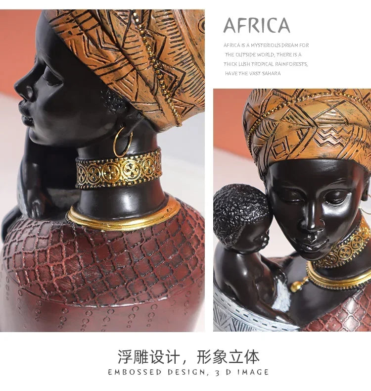 Mother and Child African Tribal Figurine Decorative Sculpture