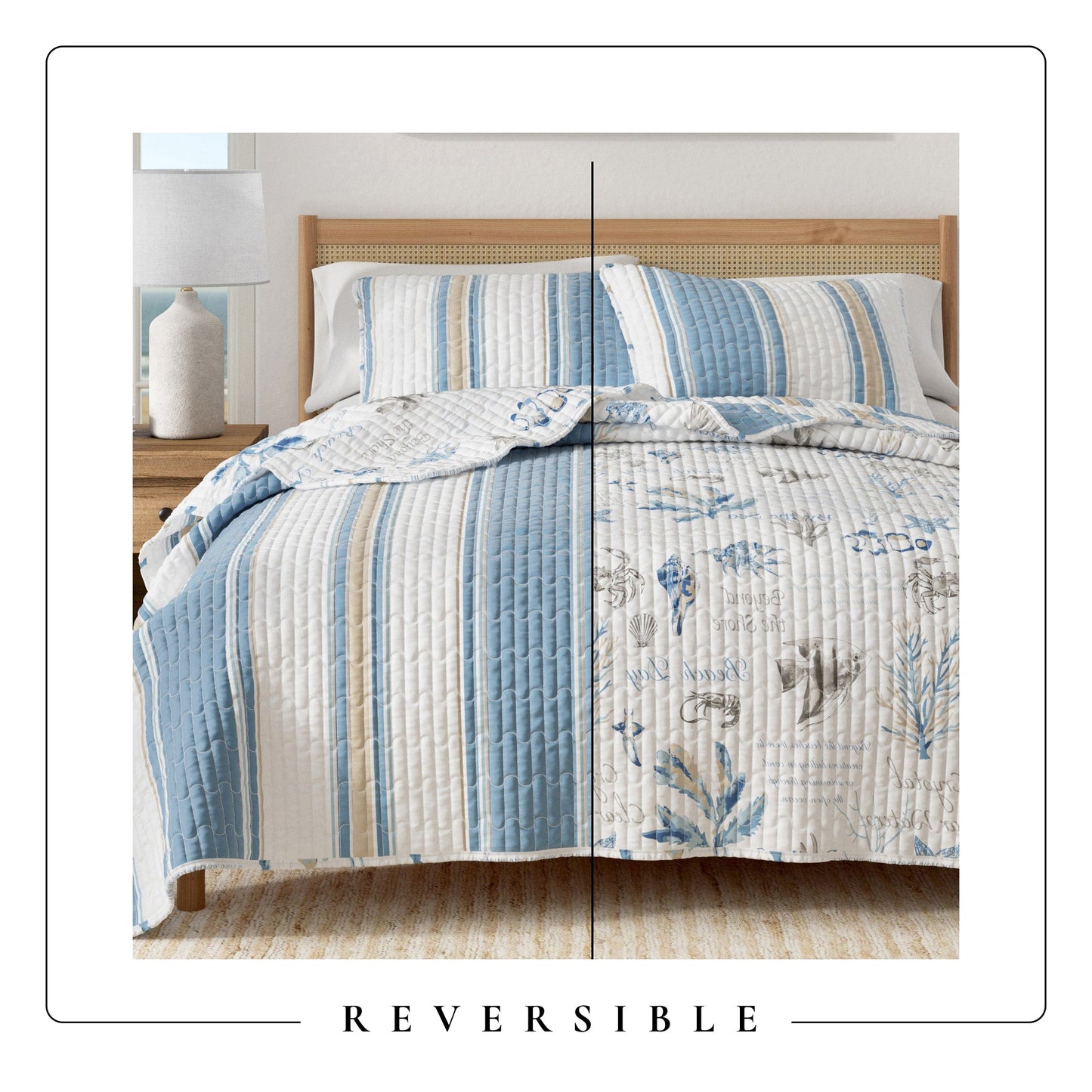Stripe & Ocean Story Coastal Quilt Set - New Castle Collection