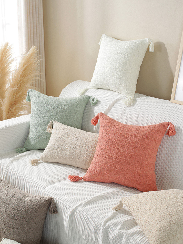 Cotton Linen Decorative Pillow and Lumbar Support Cushion