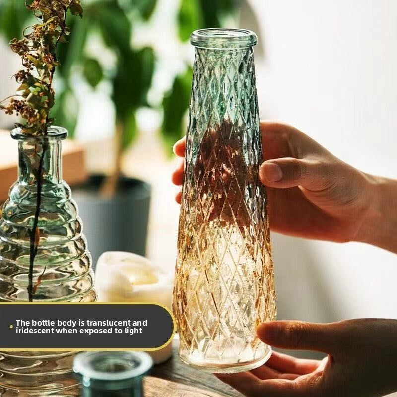 Embossed Glass Vase for Home Decoration