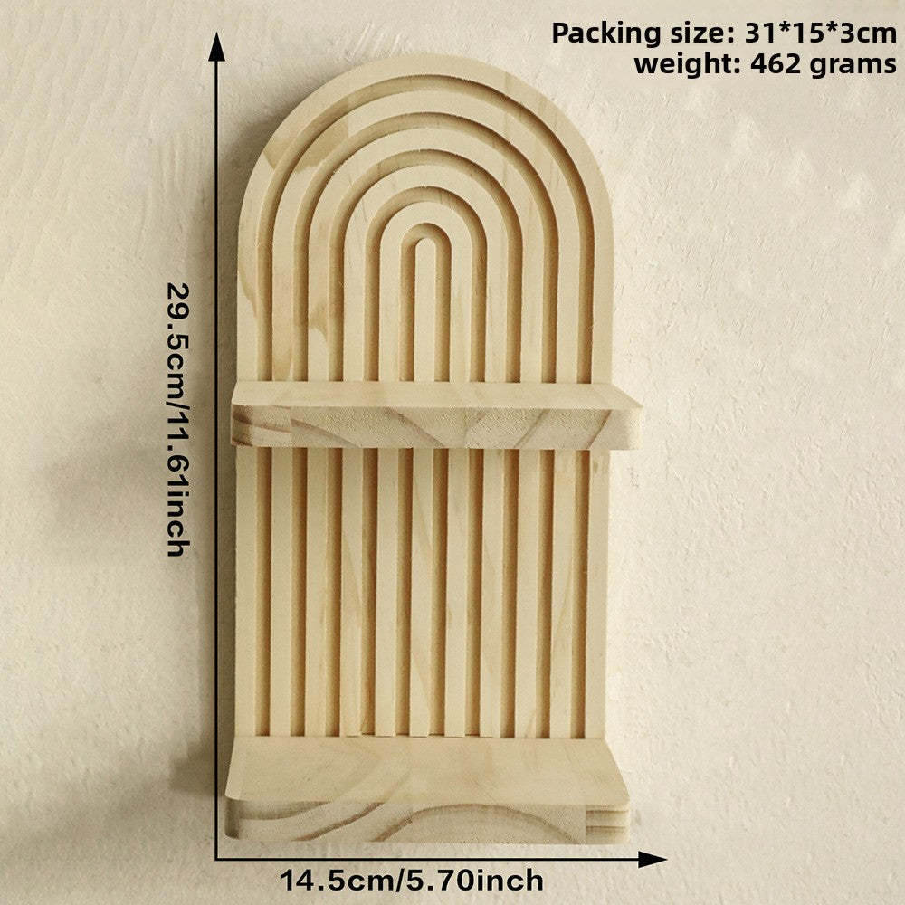 Bohemian Oval Thread Solid Wood Wall Flower Pot Storage Rack