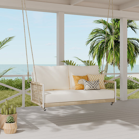 TREXM 1-Piece Woven Rope Outdoor Swing Sofa
