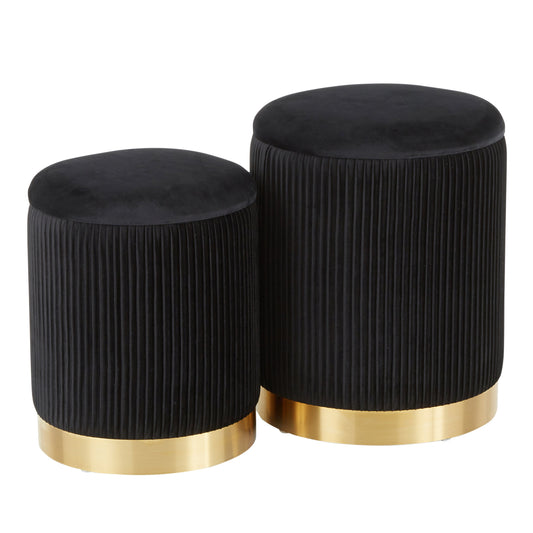 Contemporary Nesting Pleated Ottoman Set