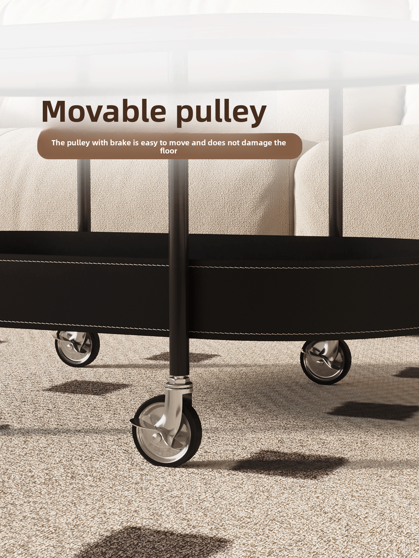 French Retro Movable Side Table with Storage