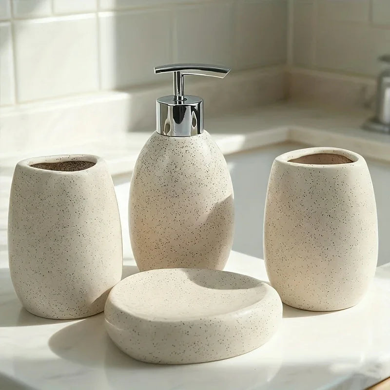 Bathroom Kit - Ceramic White 4pcs
