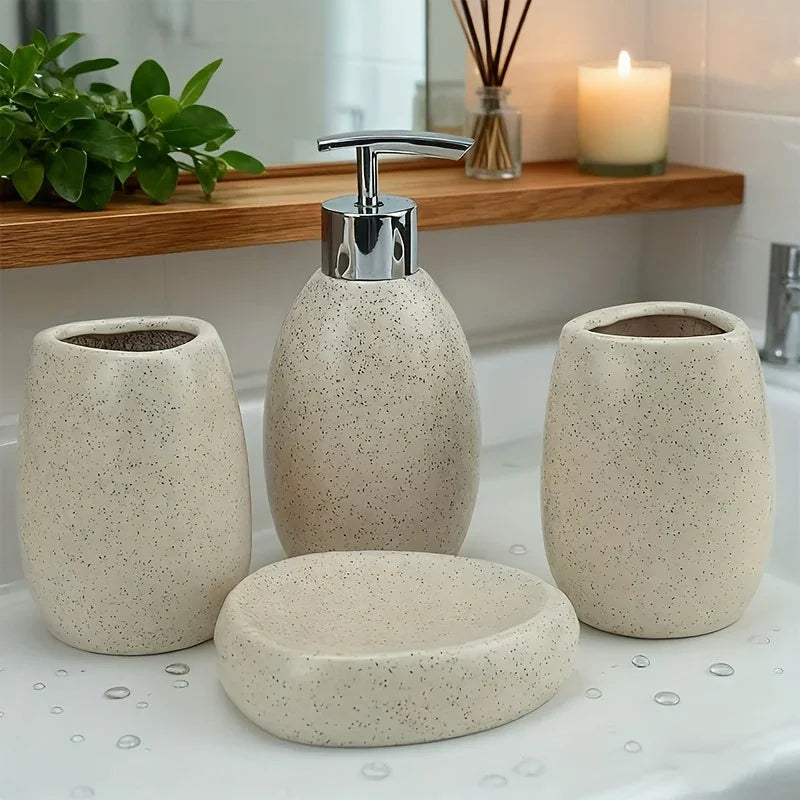 Bathroom Kit - Ceramic White 4pcs