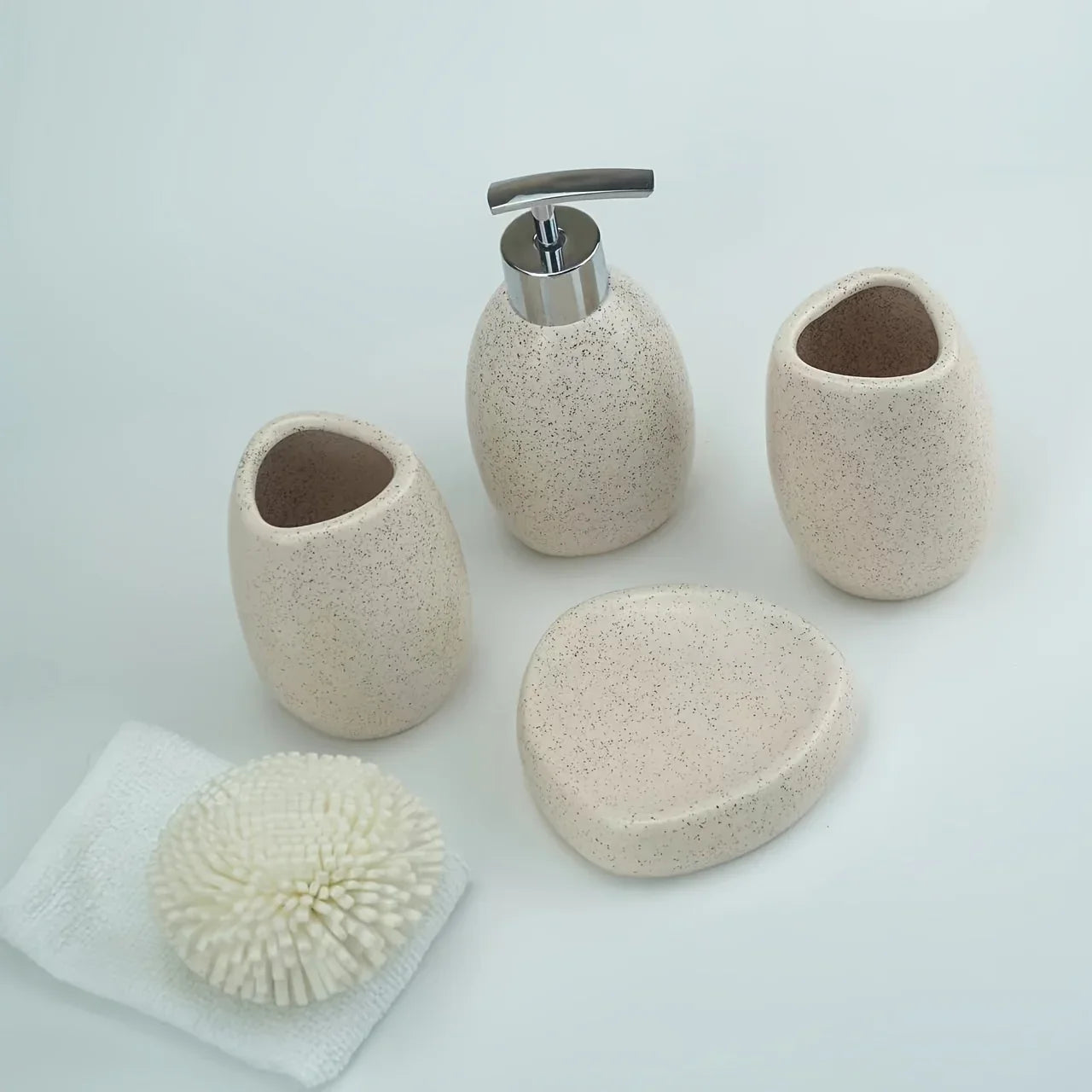 Bathroom Kit - Ceramic White 4pcs