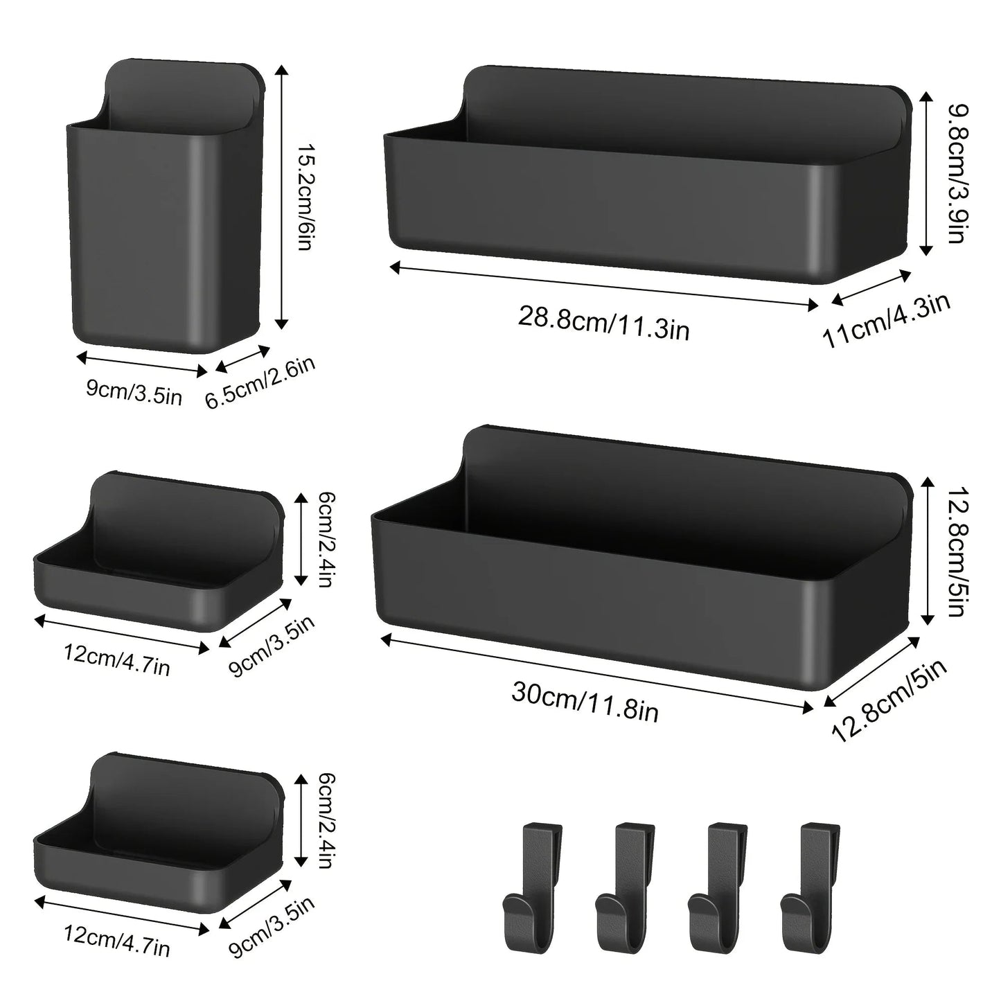 Bathroom Organizer - Wall-Mounted Stainless Steel 5-Piece