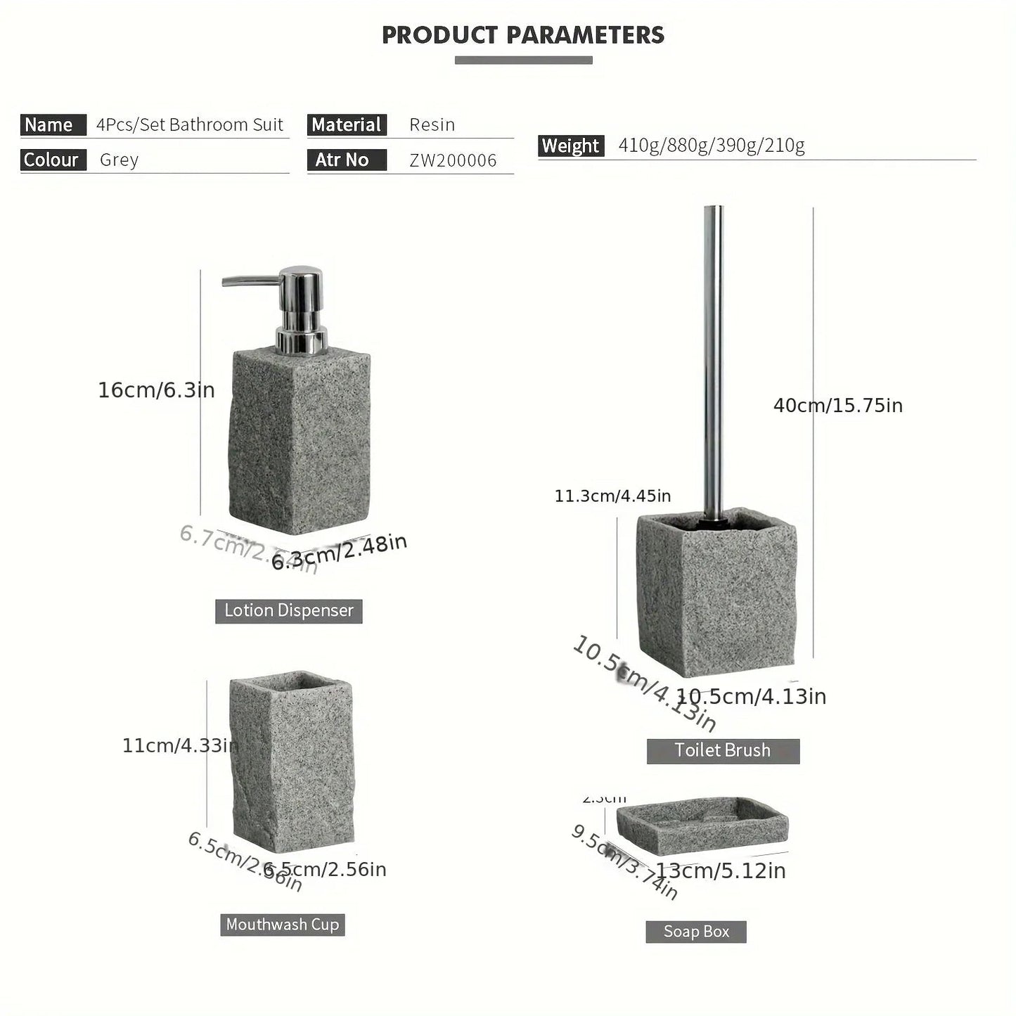 Bathroom Set - Classic Granite Effect