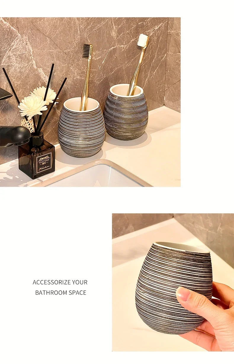Bathroom Set - Handmade Ceramic White 5-Piece