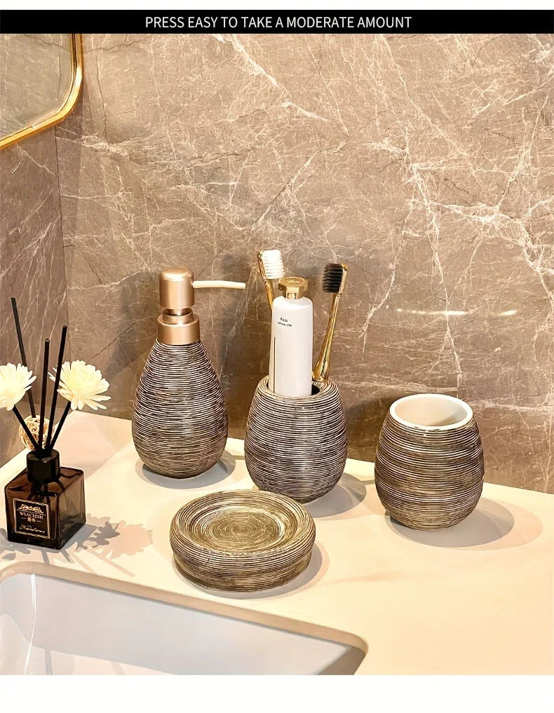 Bathroom Set - Handmade Ceramic White 5-Piece
