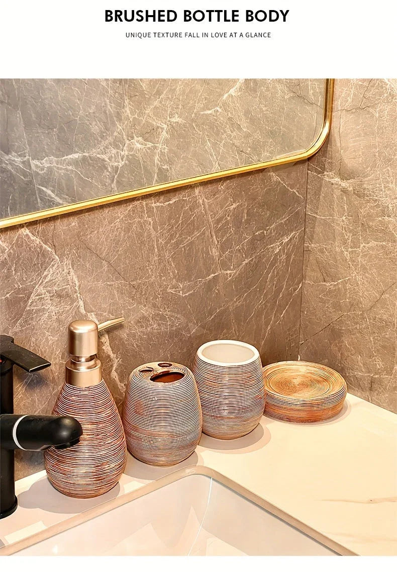 Bathroom Set - Handmade Ceramic White 5-Piece