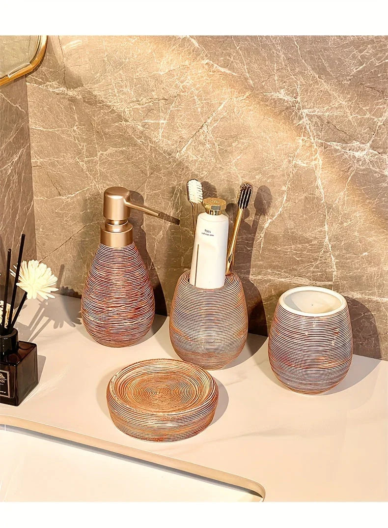 Bathroom Set - Handmade Ceramic White 5-Piece