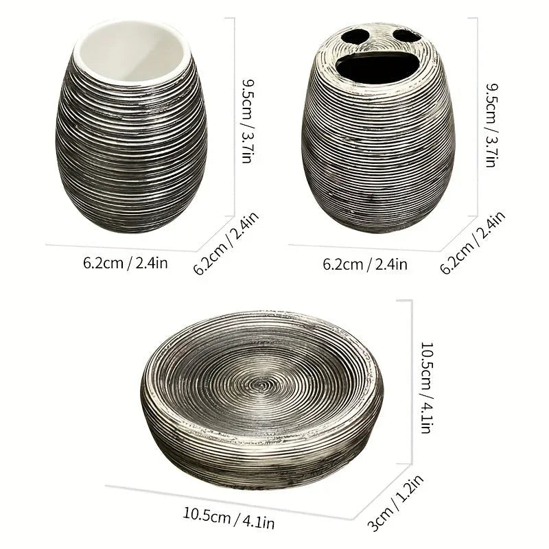 Bathroom Set - Handmade Ceramic White 5-Piece