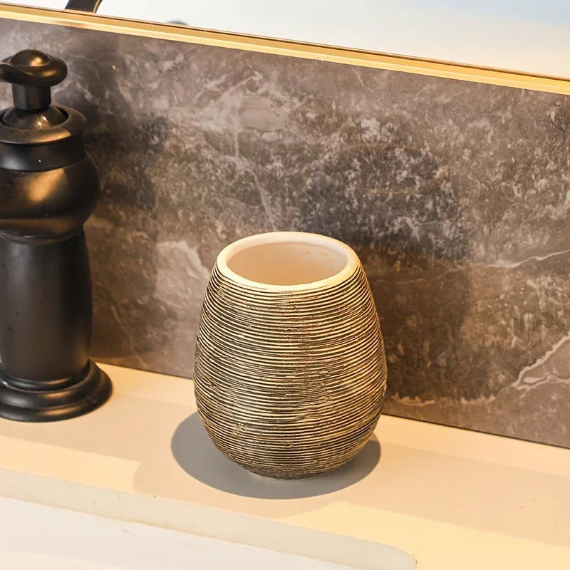 Bathroom Set - Handmade Ceramic White 5-Piece
