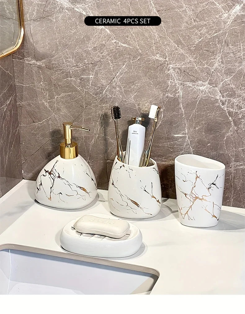 Bathroom Set - Luxury Ceramic 4-Piece