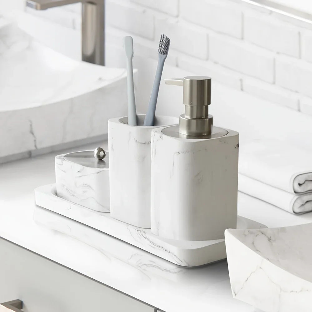 Bathroom Set - Marble White Four-Piece
