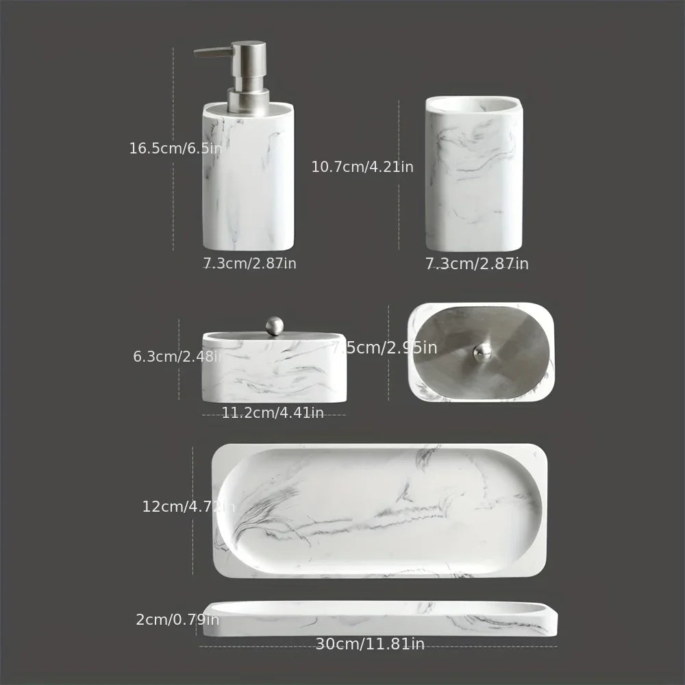 Bathroom Set - Marble White Four-Piece