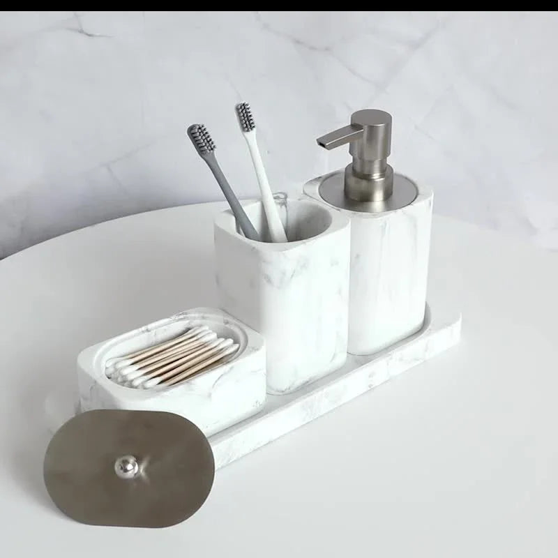 Bathroom Set - Marble White Four-Piece