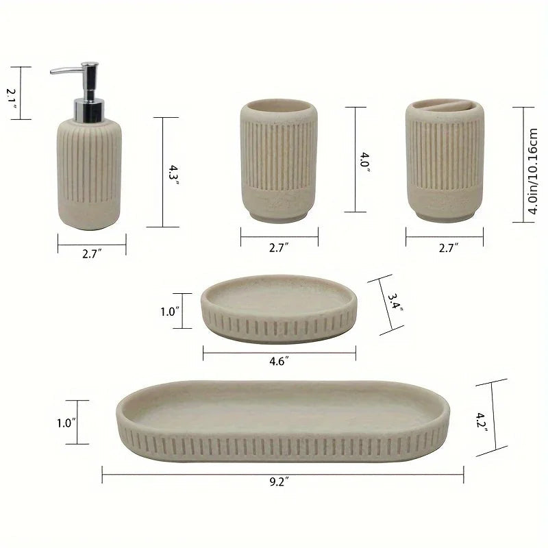 Bathroom Set - Modern Ceramic 5pcs