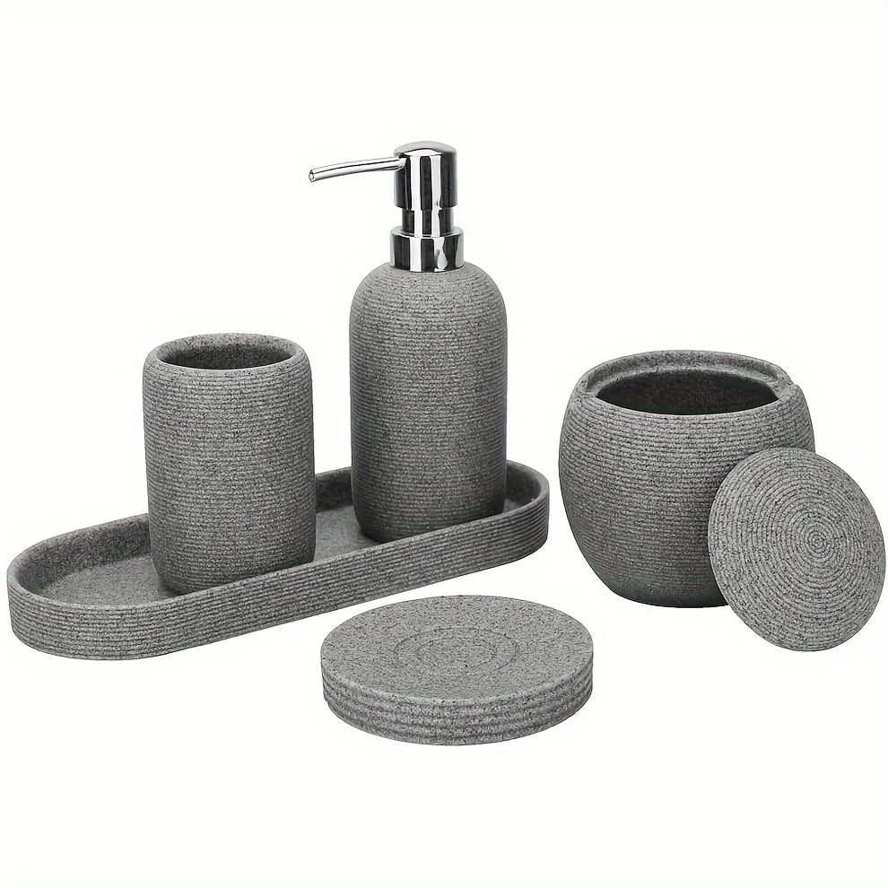Bathroom Set - Natural Gray Stone 5pcs
