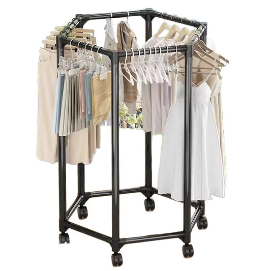 Rotating Hexagonal Clothes Drying Rack with Wheels