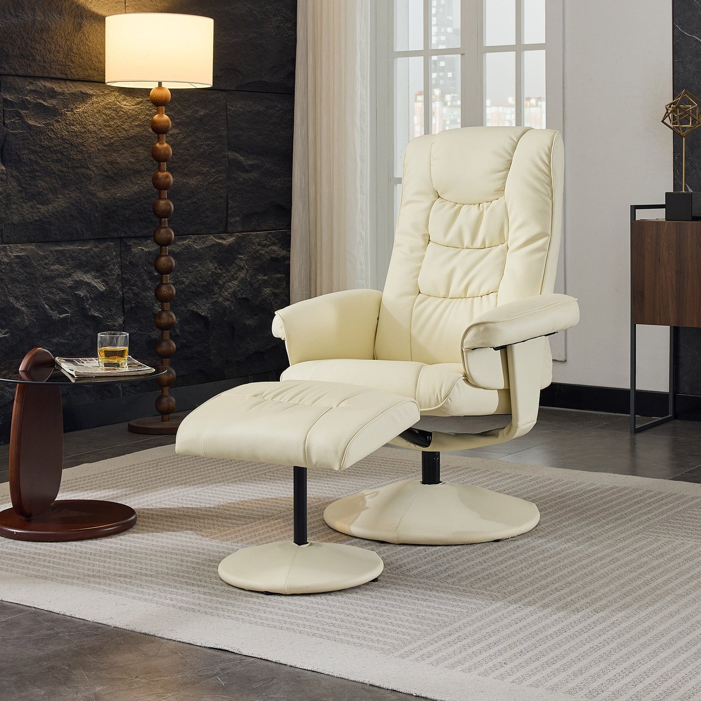 Recliner Chair with Ottoman - 360° Swivel Massage Lounge Chair
