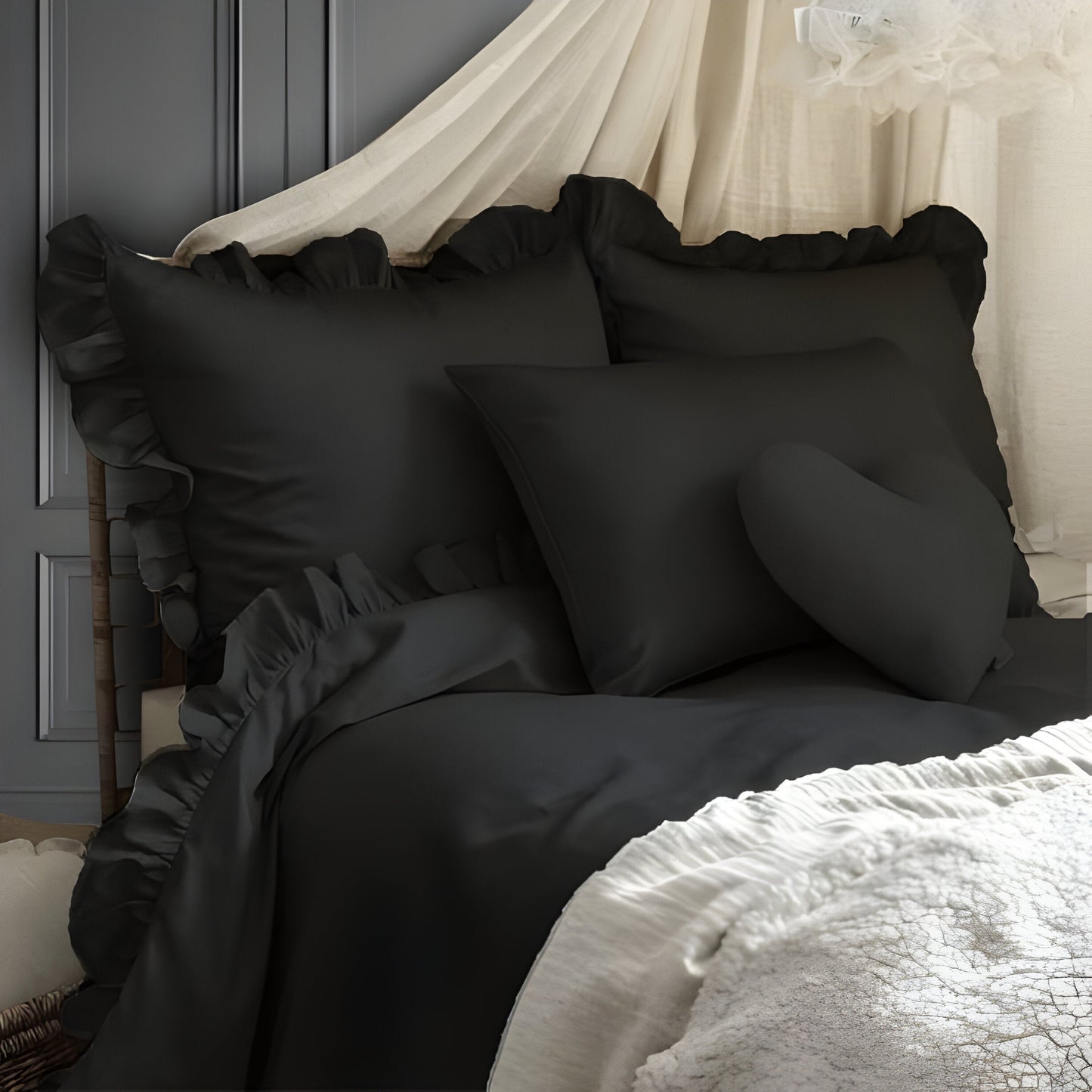 400TC Cotton Sateen Ruffle Duvet Cover Set