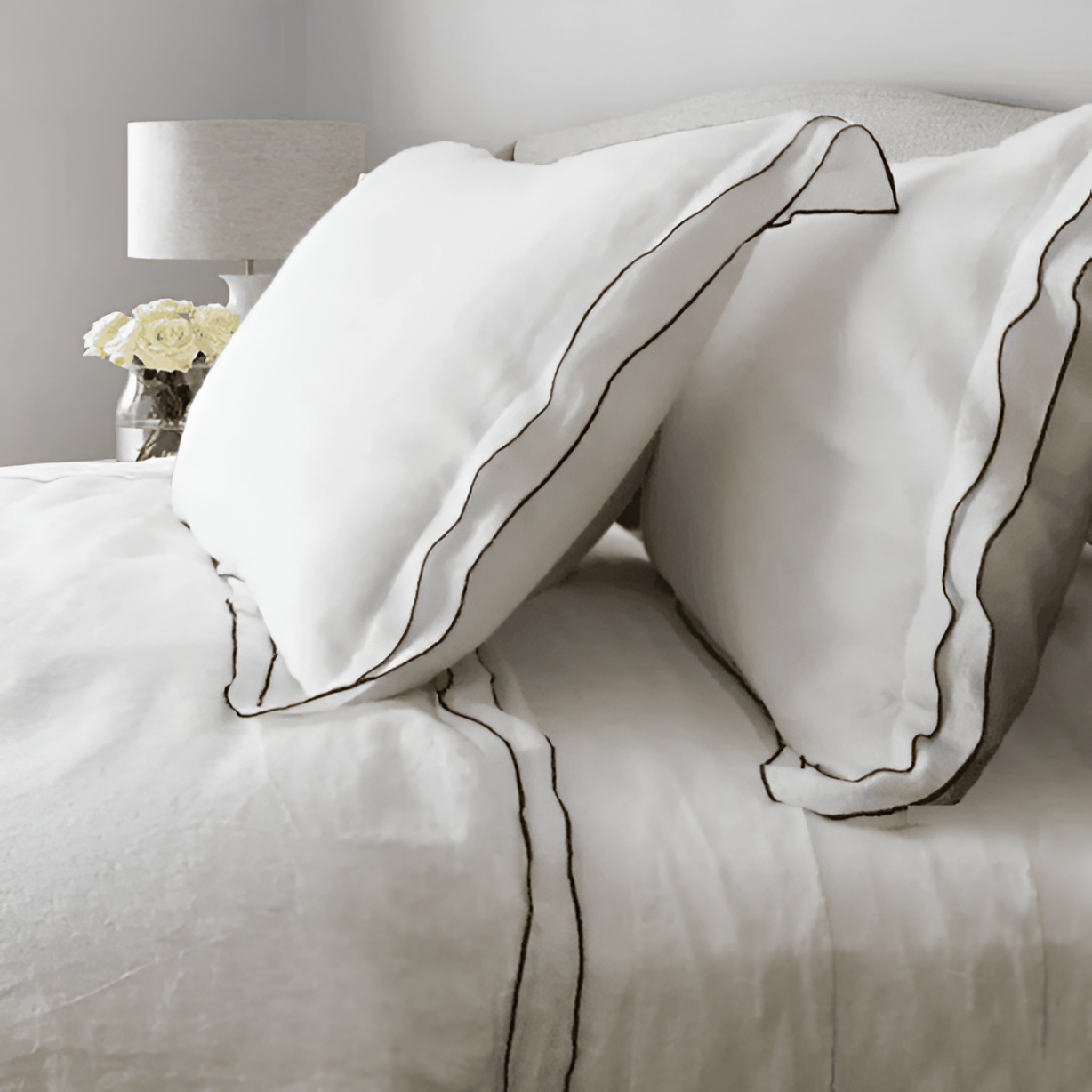 Linen Double Edge Embroidery Duvet Cover Set
