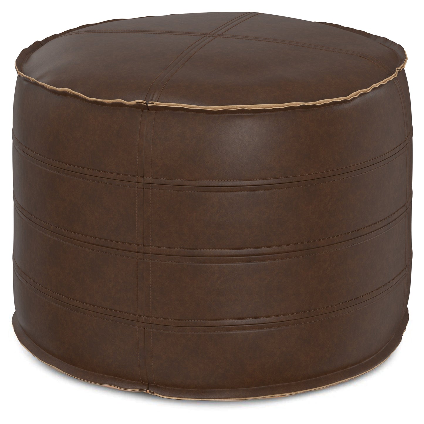 Brody 20 Inch Wide Round Pouf in Distressed