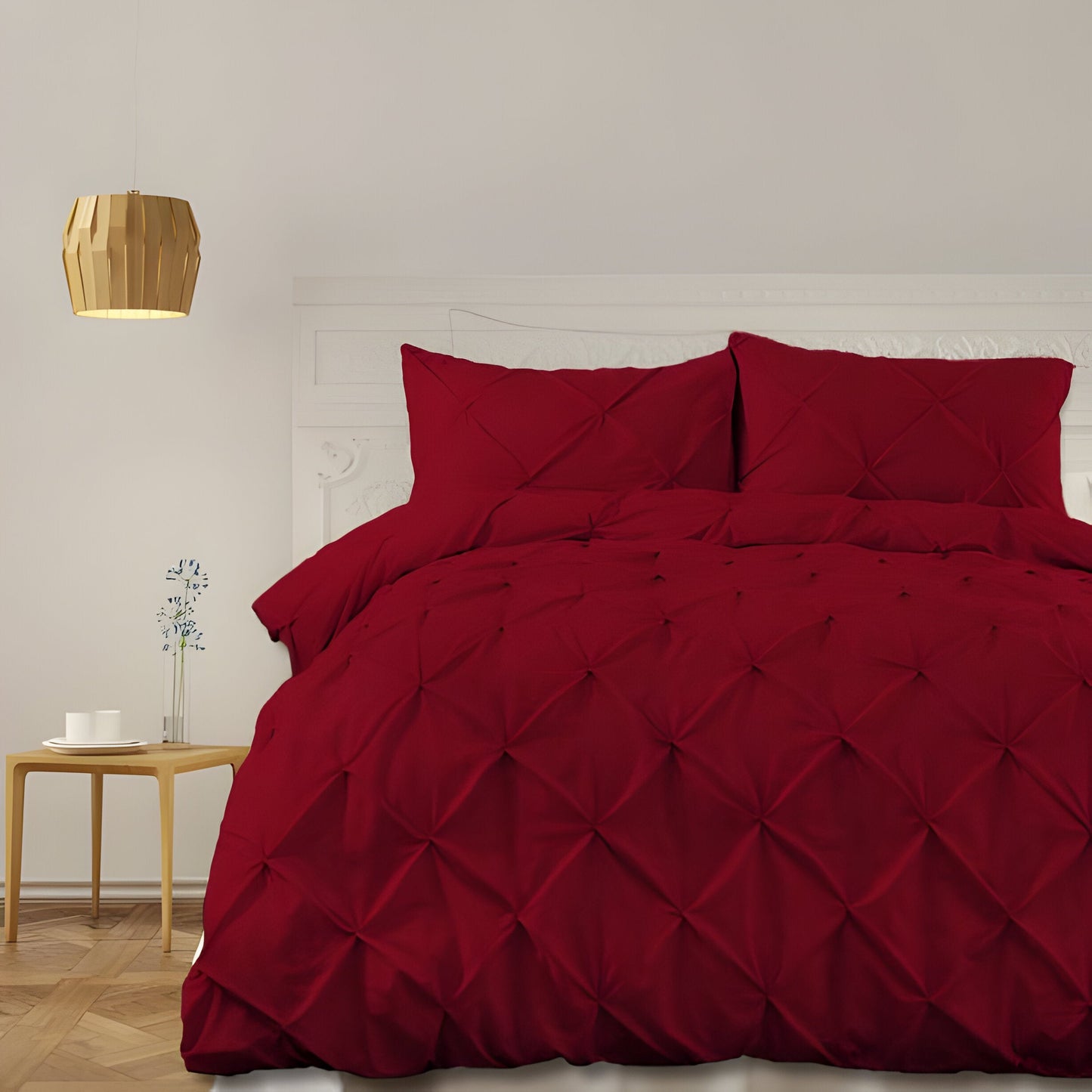 400TC Cotton Pintuck Sateen Solid Duvet Cover Set
