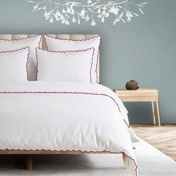 400TC Cotton Sateen Small Scallop Embroidery Duvet Cover Set