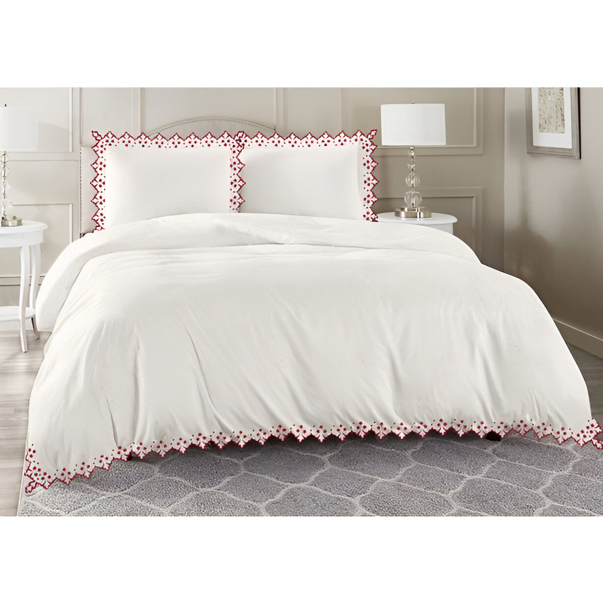 Elegant Flower Embroidered Duvet Cover Set