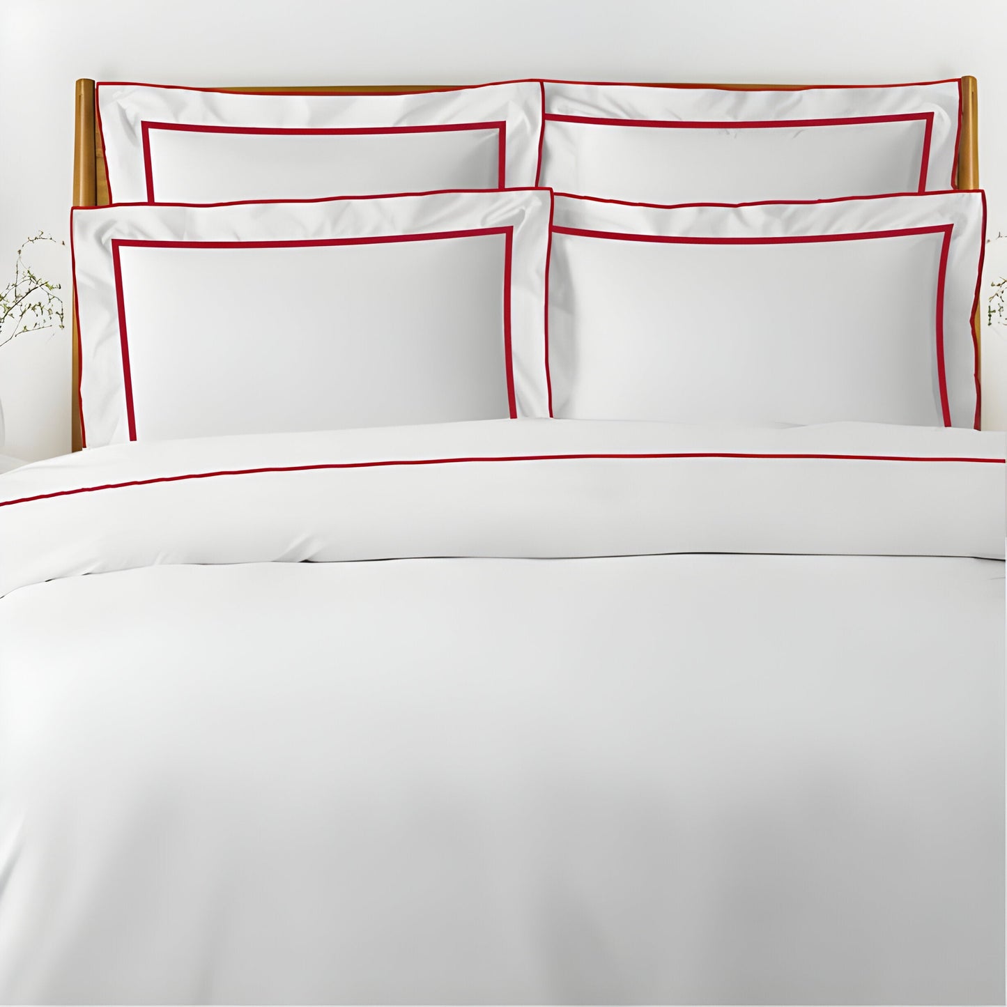 400TC Embroidery & Border Cotton Sateen Solid Duvet Cover Set