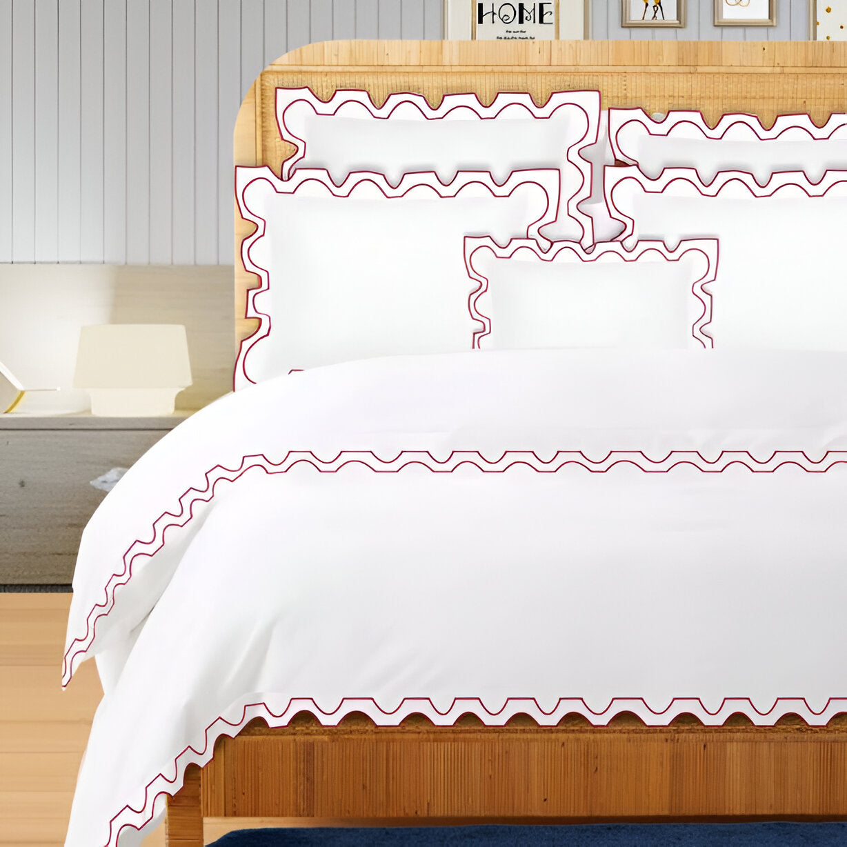 400TC Zig & Zag U Shape Embroidery Cotton Duvet Cover Set